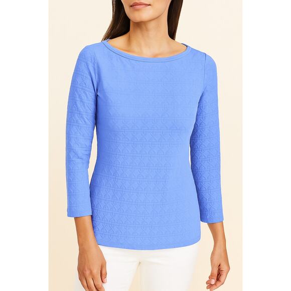 J. McLaughlin Catalina Cloth Signature Top Honeycomb Jacquard Blue Size Large - Picture 1 of 12